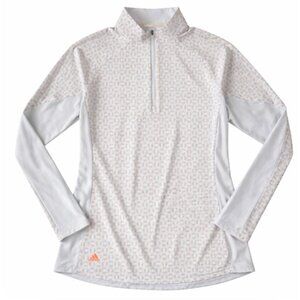 Adidas White & Multi-Coloured Half-Zip Long Sleeve Shirt Womens Size L